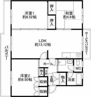 百舌鳥本町住宅3棟【204号室】の間取り