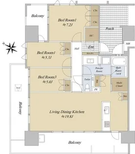 グランドメゾン薬院【6階】の間取り