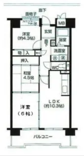 コーシャハイツ瓜破【7階】の間取り