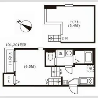 ハーモニーテラス八田【2階】の間取り