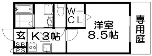ブルースカイ山宗【1階】の間取り