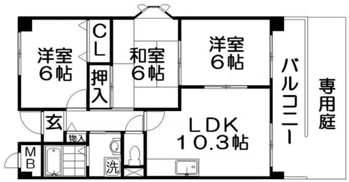 ラフィネ星田【1階】の間取り