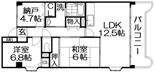 ミーテ・パラッツォ枚方公園【5階】の間取り