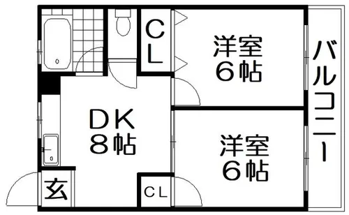 香里山之手ハイツ【2階】の間取り