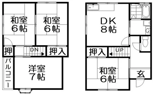 大阪府枚方市春日東町2丁目【一戸建】の間取り