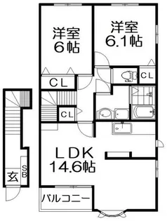メルシー ボンジョルネ A棟【2階】の間取り