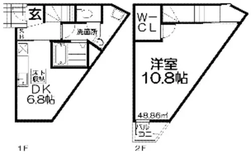 大阪府枚方市小倉町【テラスハウス】の間取り