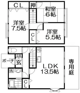 サンビレッジ桜丘【B102号室】の間取り