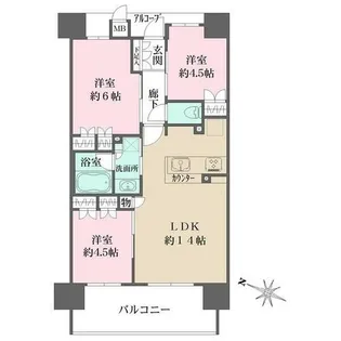 ザ・レジデンス元町海岸通【14階】の間取り