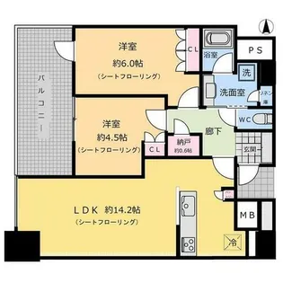 パークタワー北浜【36階】の間取り