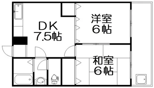 香里大西コーポ【2階】の間取り