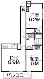 グローリヤ牧野【4階】の間取り