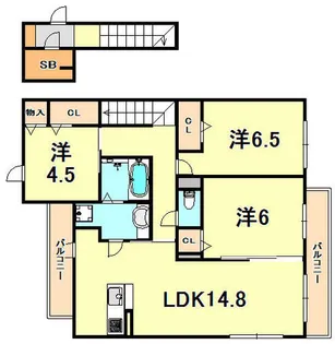 グレイスコート芦屋大原町【2階】の間取り