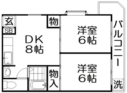 ドュエリング香里【1階】の間取り