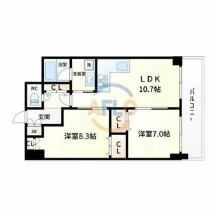 ハイツ天王寺1号館【5階】の間取り