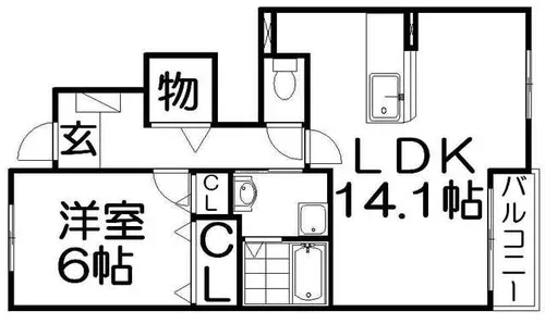 ミ・カーサ螢が丘【1階】の間取り