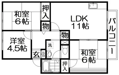 南ハイツ【1階】の間取り