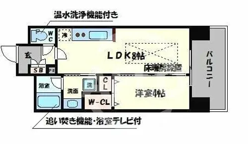 アーバネックス北堀江Ⅱ【7階】の間取り