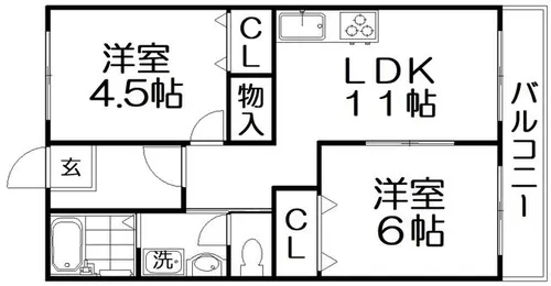 レオハイム東山【1階】の間取り