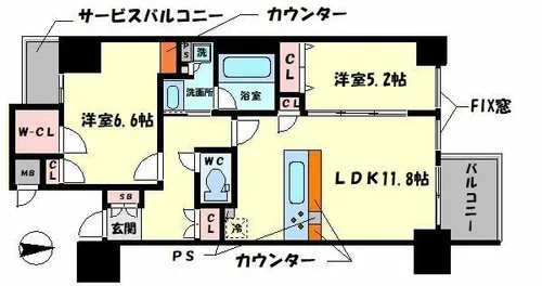 プレサンスロジェ心斎橋【6階】の間取り