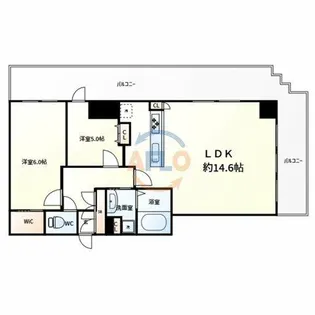 プラウドタワー安堂寺【7階】の間取り