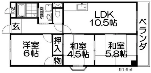 エクレールやぐら【1階】の間取り
