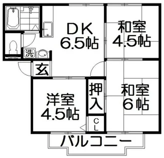 石橋ハイツB棟【2階】の間取り