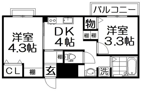 ロードアップ牧野【2階】の間取り