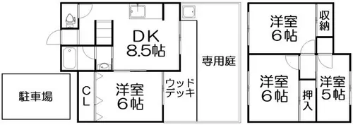 大阪府交野市松塚【タウンハウス】の間取り