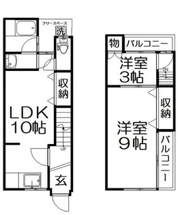 大阪府枚方市磯島茶屋町【テラスハウス】の間取り