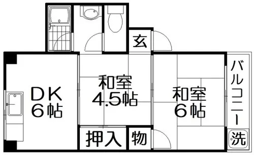 香里北ハイツ【2階】の間取り