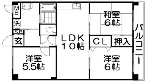 アクティ寝屋川【3階】の間取り