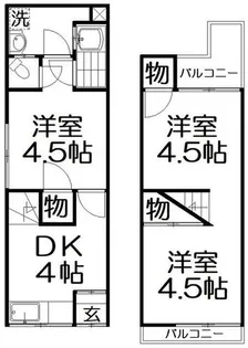 大阪府寝屋川市緑町【テラスハウス】の間取り