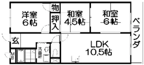 エクレールやぐら【3階】の間取り