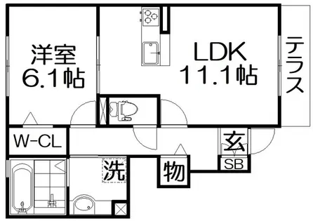 アシェル星田【1階】の間取り