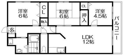 フェリース樟葉【2階】の間取り