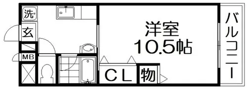 ベレール岡山手【1階】の間取り