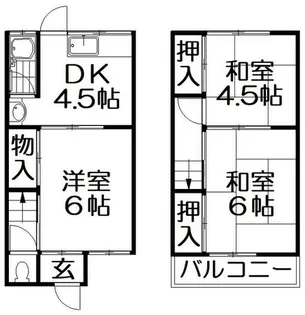 大阪府枚方市春日元町1丁目【テラスハウス】の間取り