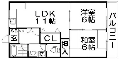 香里ニューハイツNO1【1階】の間取り