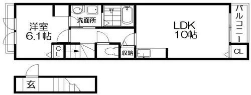 エイシン楠葉美咲【2階】の間取り