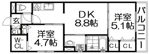 クリエオーレ明和【1階】の間取り