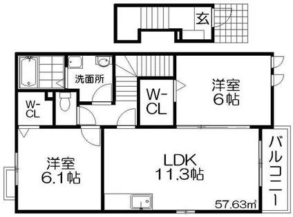 グランソレイユ楠葉【2階】の間取り