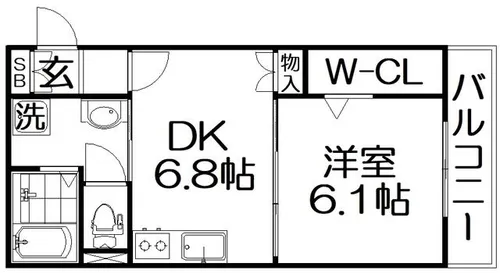 セラフィーメゾン郡元町【1階】の間取り