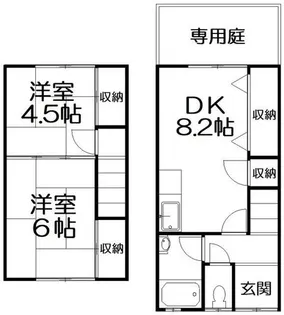 京都府八幡市八幡垣内山【テラスハウス】の間取り