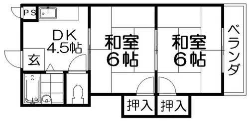三熊ハイツ3号館【2階】の間取り