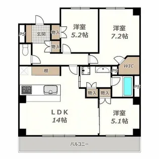ワイズ相生通【1号室】の間取り