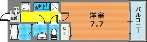 旗塚レジデンス【206号室】の間取り