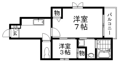 サンライズ統山【1階】の間取り