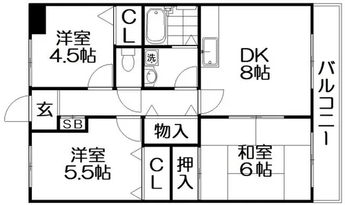 フリーディオ山之上【1階】の間取り