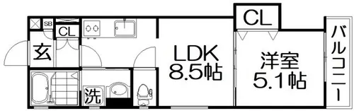 セレニティ池田A棟【1階】の間取り